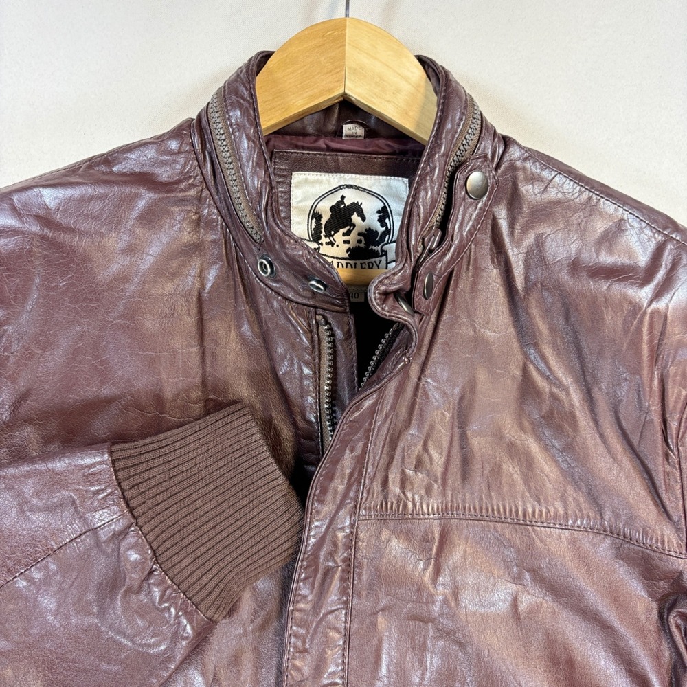 Vintage Saddlery Leather Bomber Jacket Mens 40 Brown 90s Y2K Moto